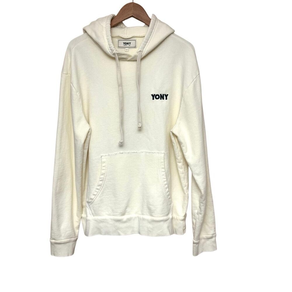 YONY Racquet Club Hoodie in an off-white or cream color Size: L